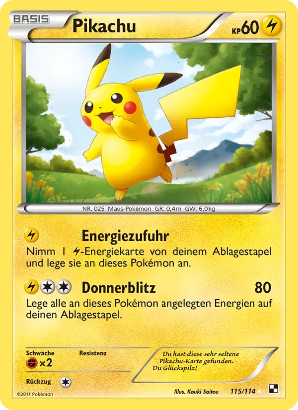 Pikachu — Schwarz & Weiß 115 German Pokémon card