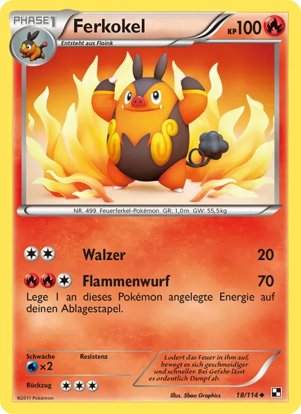 Ferkokel — Schwarz & Weiß 18 German Pokémon card