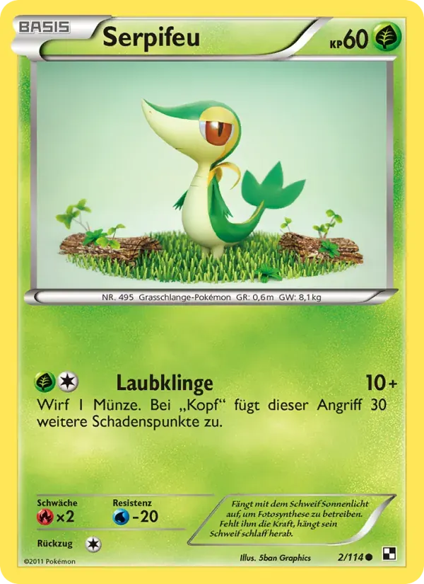 Serpifeu — Schwarz & Weiß 2 German Pokémon card
