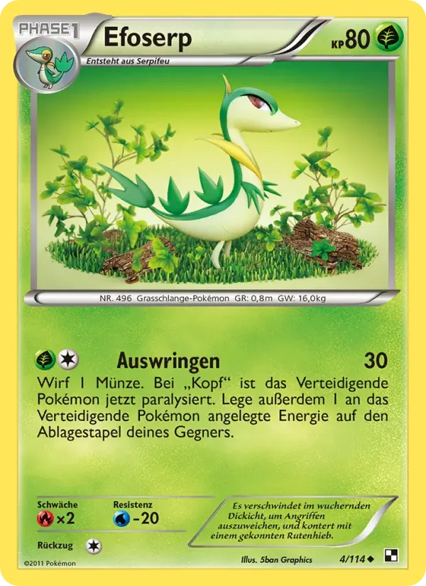 Efoserp — Schwarz & Weiß 4 German Pokémon card