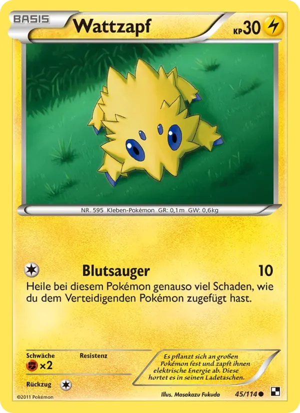 Wattzapf — Schwarz & Weiß 45 German Pokémon card