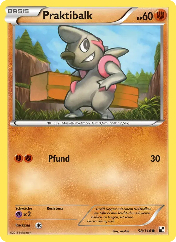 Praktibalk — Schwarz & Weiß 58 German Pokémon card