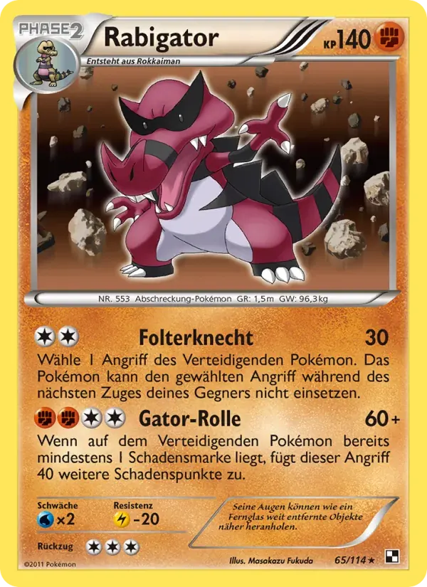 Rabigator — Schwarz & Weiß 65 German Pokémon card