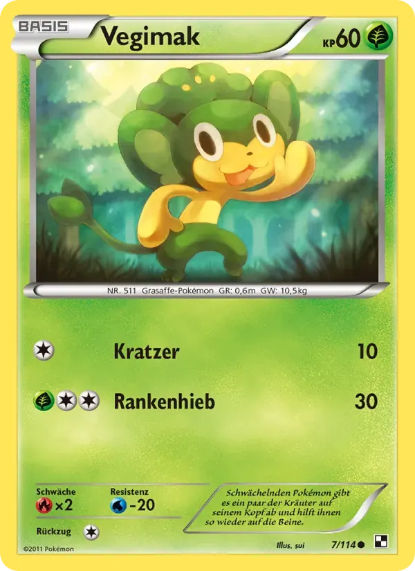 Vegimak — Schwarz & Weiß 7 German Pokémon card