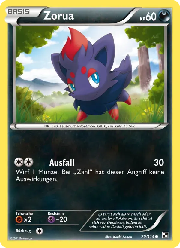 Zorua — Schwarz & Weiß 70 German Pokémon card