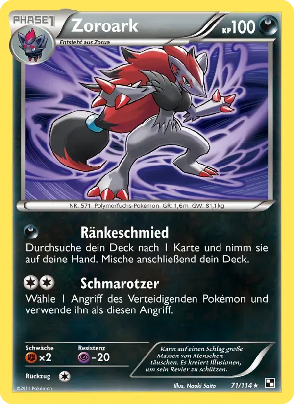 Zoroark — Schwarz & Weiß 71 German Pokémon card