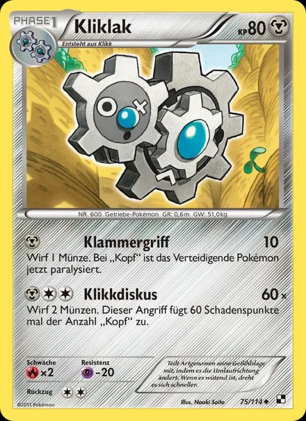 Kliklak — Schwarz & Weiß 75 German Pokémon card