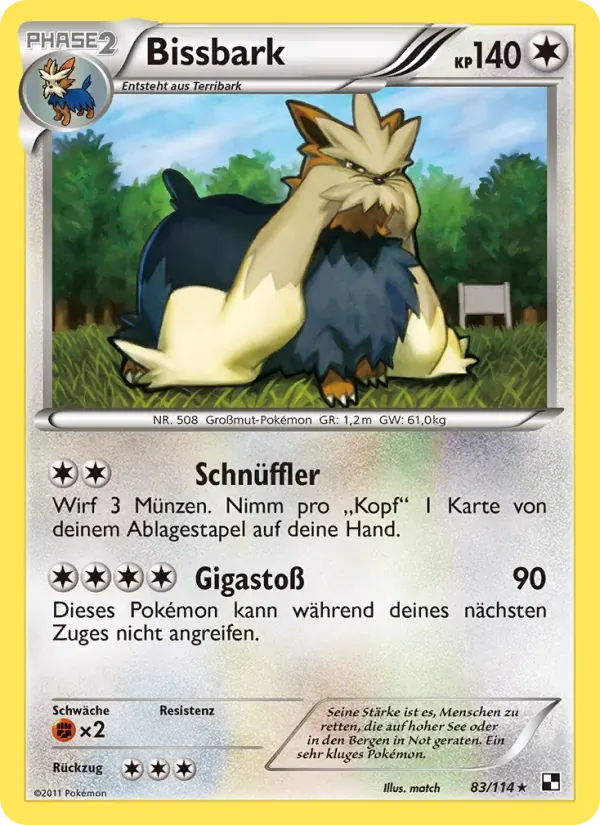 Bissbark — Schwarz & Weiß 83 German Pokémon card