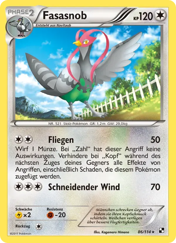 Fasasnob — Schwarz & Weiß 86 German Pokémon card