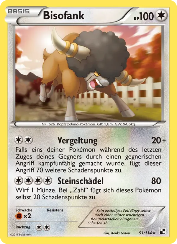 Bisofank — Schwarz & Weiß 91 German Pokémon card