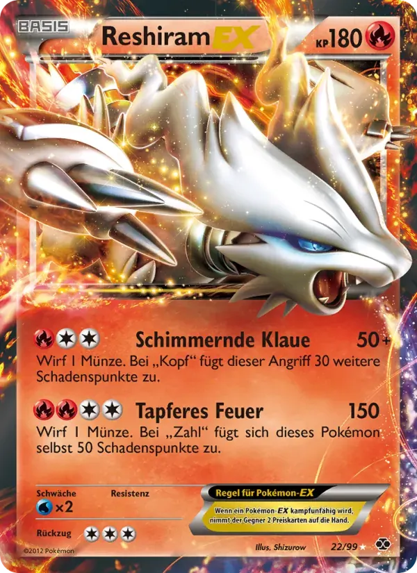 Reshiram-EX — Kommende Schicksale 22 German Pokémon card