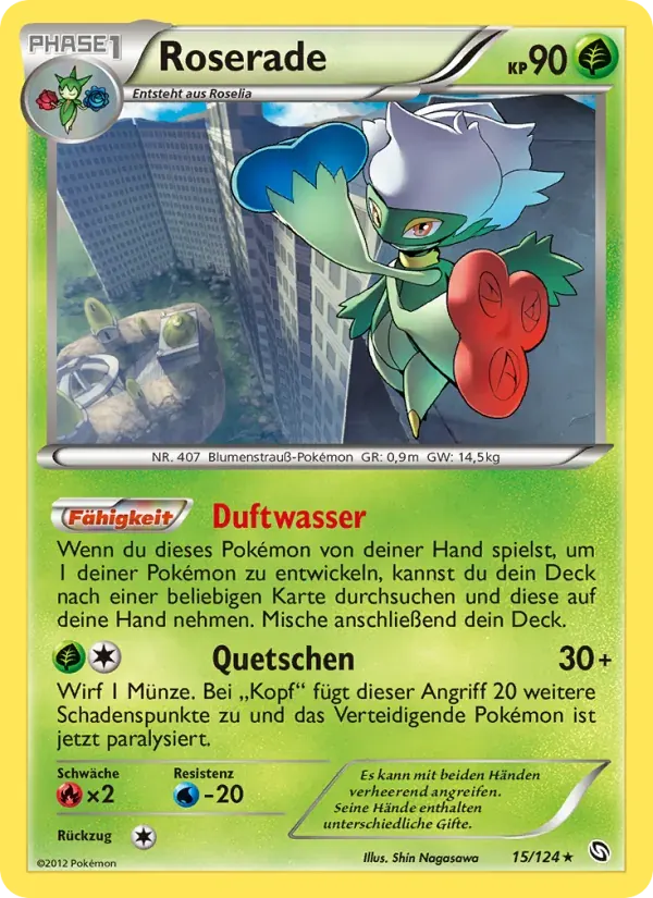 Roserade — Hoheit der Drachen 15 German Pokémon card