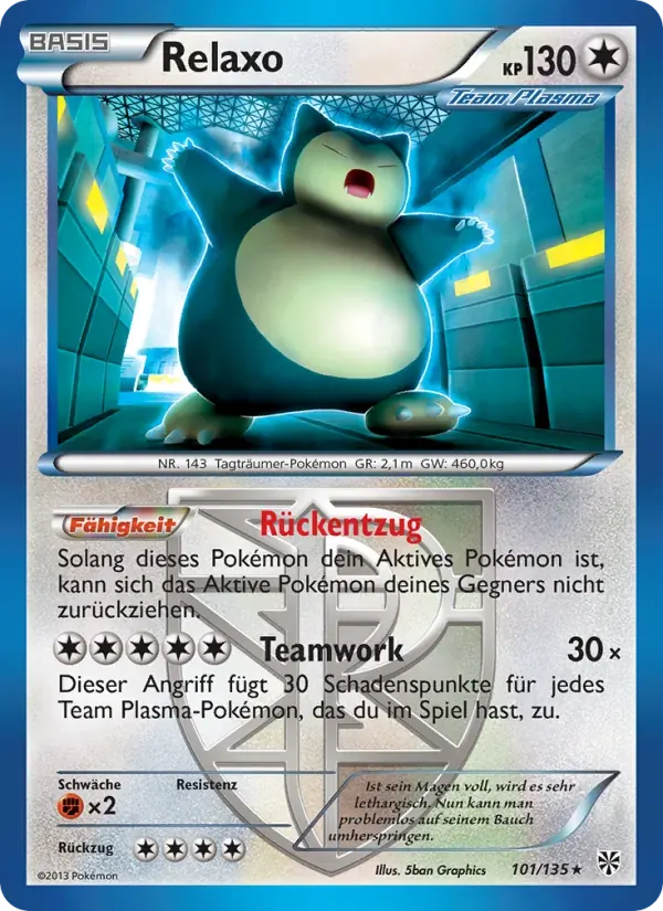 Relaxo — Plasma-Sturm 101 German Pokémon card