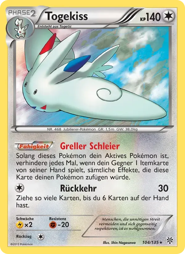 Togekiss — Plasma-Sturm 104 German Pokémon card