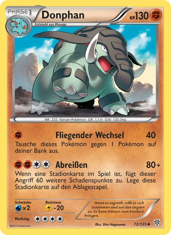 Donphan — Plasma-Sturm 72 German Pokémon card