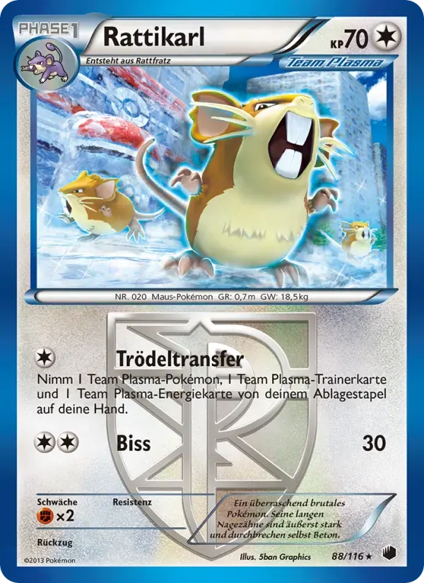 Rattikarl — Plasma-Frost 88 German Pokémon card