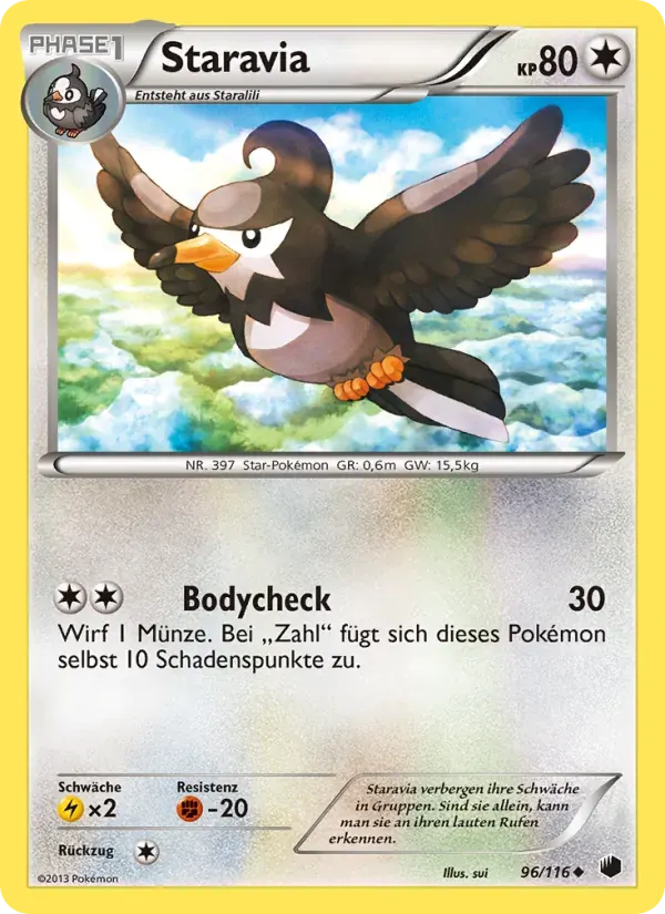 Staravia — Plasma-Frost 96 German Pokémon card