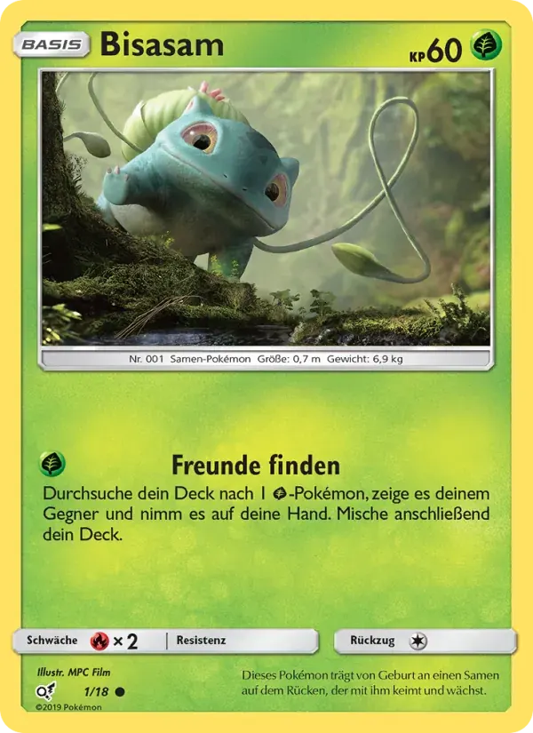 Bisasam — Meisterdetektiv Pikachu 1 German Pokémon card