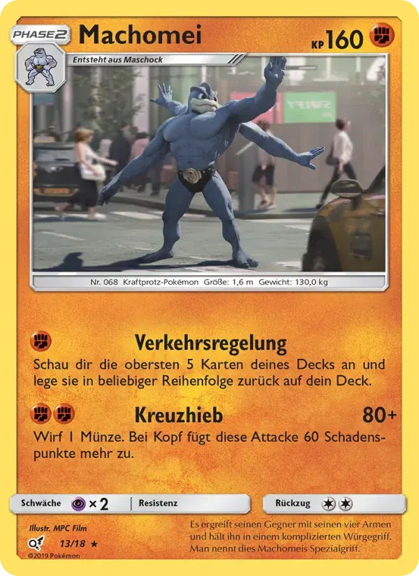 Machomei — Meisterdetektiv Pikachu 13 German Pokémon card