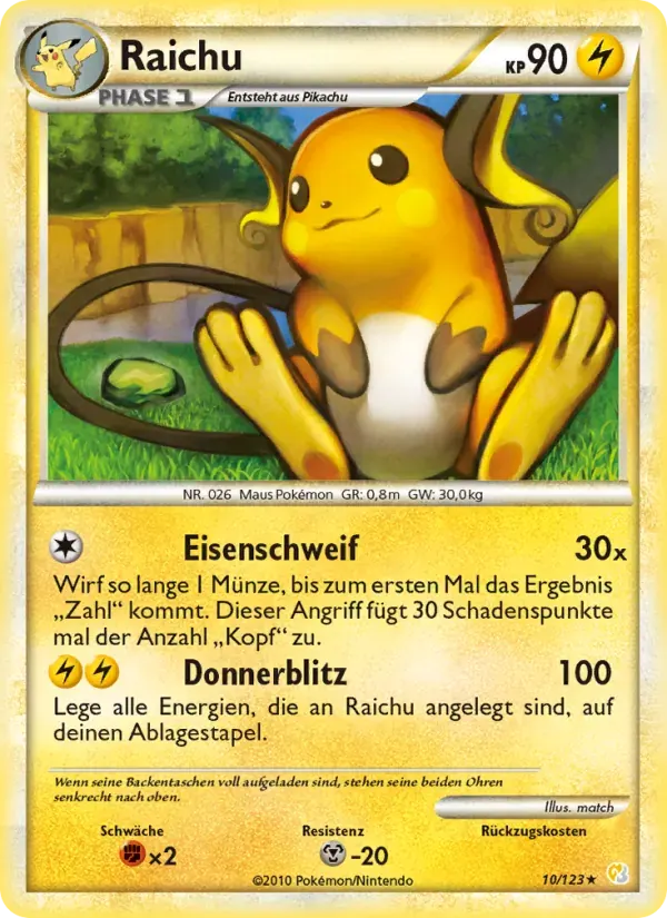 Raichu — HeartGold SoulSilver 10 German Pokémon card