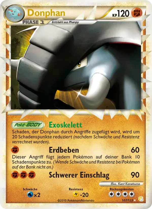 Donphan — HeartGold SoulSilver 107 German Pokémon card