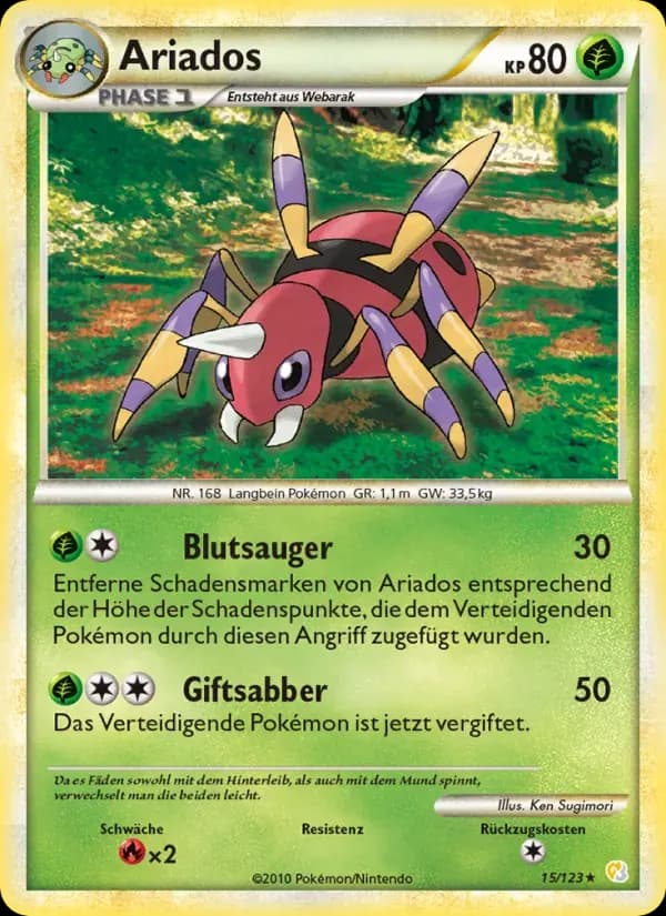 Ariados — HeartGold SoulSilver 15 German Pokémon card