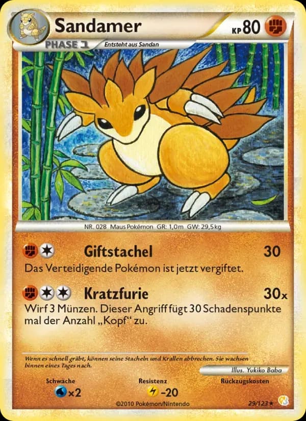 Sandamer — HeartGold SoulSilver 29 German Pokémon card