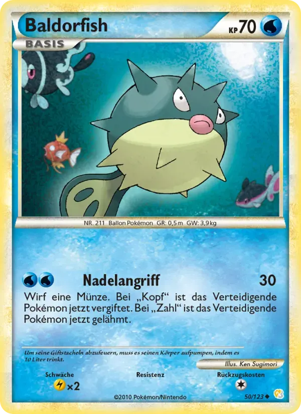 Baldorfish — HeartGold SoulSilver 50 German Pokémon card