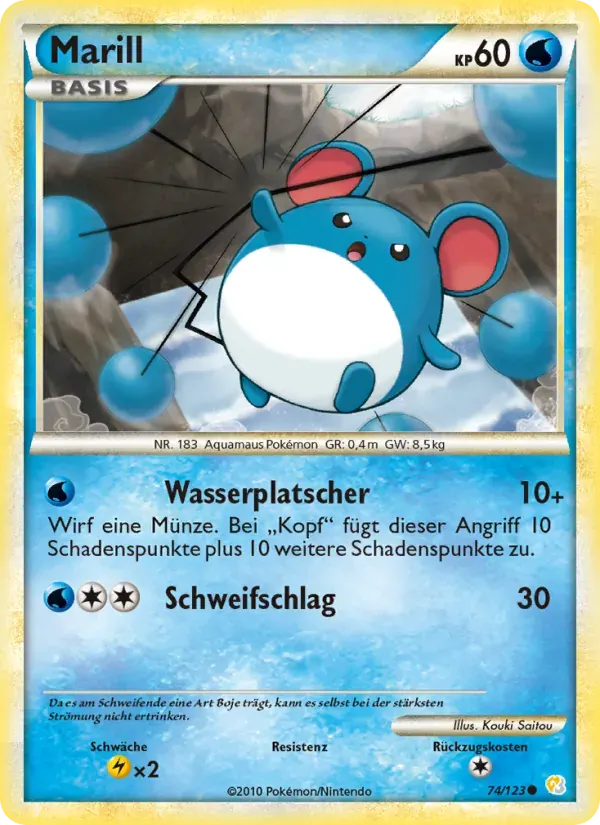 Marill — HeartGold SoulSilver 74 German Pokémon card