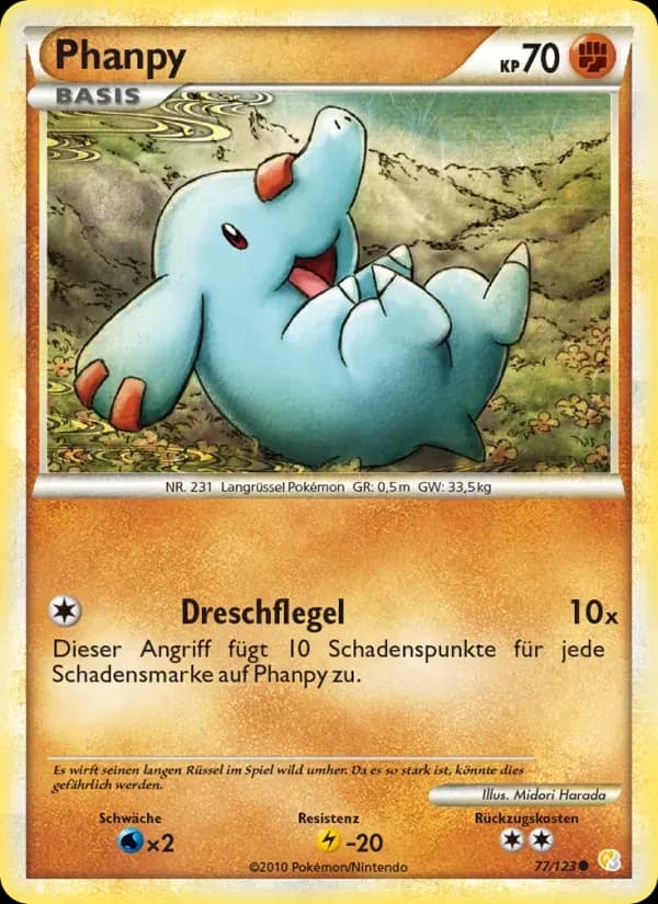 Phanpy — HeartGold SoulSilver 77 German Pokémon card