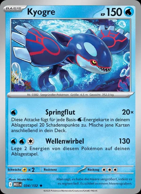 Kyogre — Mega-Entwicklung 34 German Pokémon card