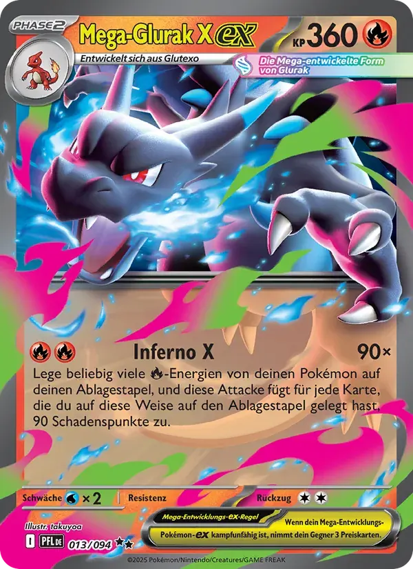 Mega-Glurak X-ex — Fatale Flammen 13 German Pokémon card