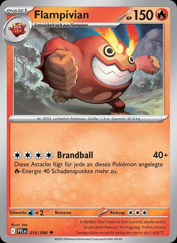 Flampivian — Fatale Flammen 16 German Pokémon card