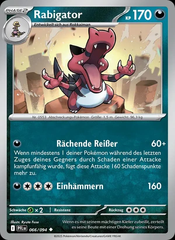 Rabigator — Fatale Flammen 66 German Pokémon card