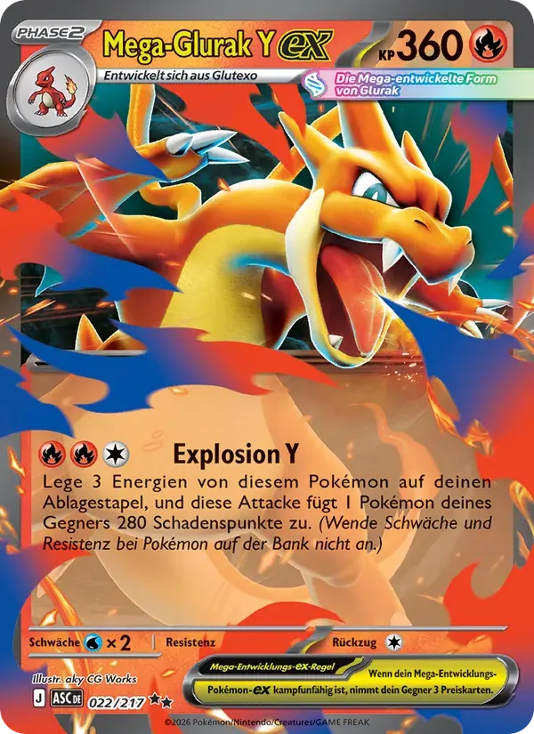 Mega-Glurak Y-ex — Erhabene Helden 22 German Pokémon card