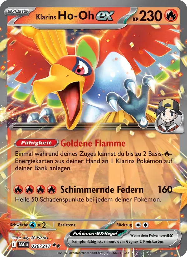 Klarins Ho-Oh-ex — Erhabene Helden 26 German Pokémon card