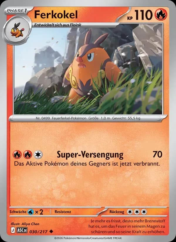 Ferkokel — Erhabene Helden 30 German Pokémon card