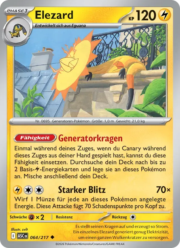 Elezard — Erhabene Helden 64 German Pokémon card