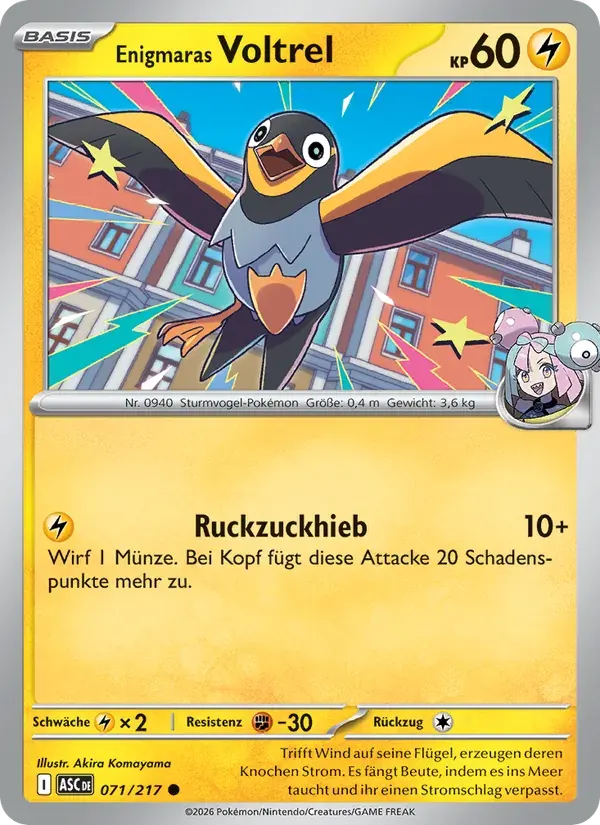 Enigmaras Voltrel — Erhabene Helden 71 German Pokémon card