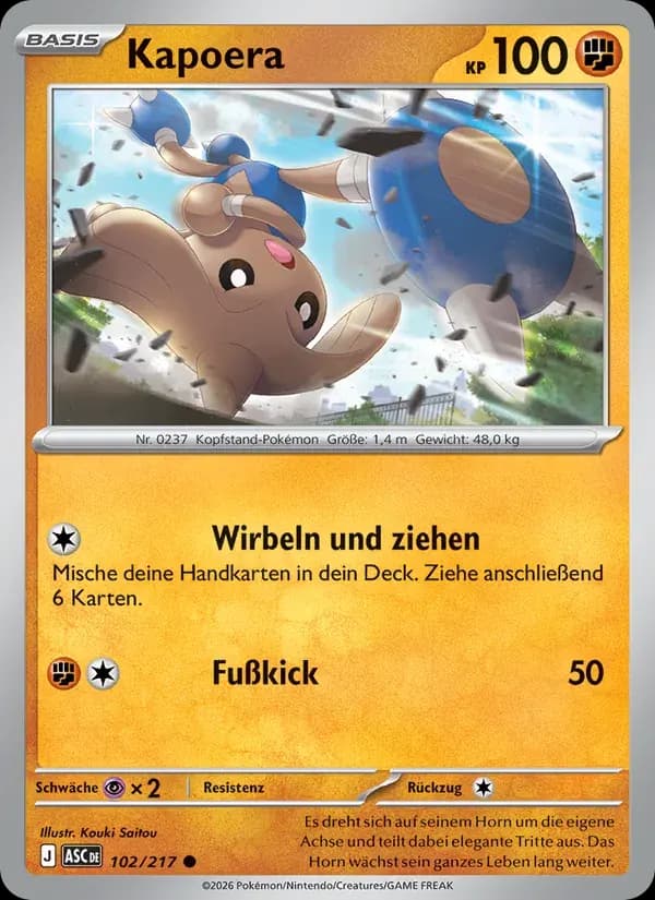 Kapoera — Erhabene Helden 102 German Pokémon card