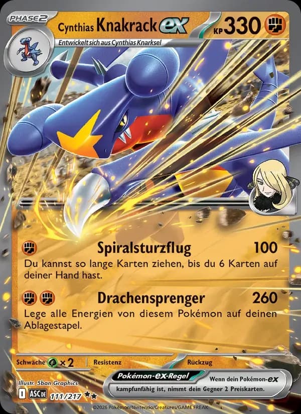 Cynthias Knakrack-ex — Erhabene Helden 111 German Pokémon card