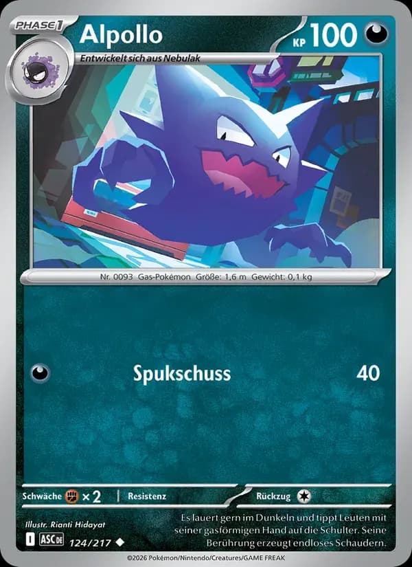 Alpollo — Erhabene Helden 124 German Pokémon card