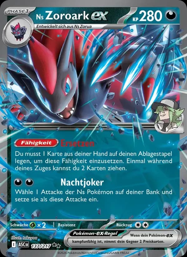 Ns Zoroark-ex — Erhabene Helden 137 German Pokémon card