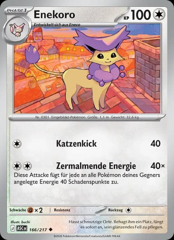 Enekoro — Erhabene Helden 166 German Pokémon card