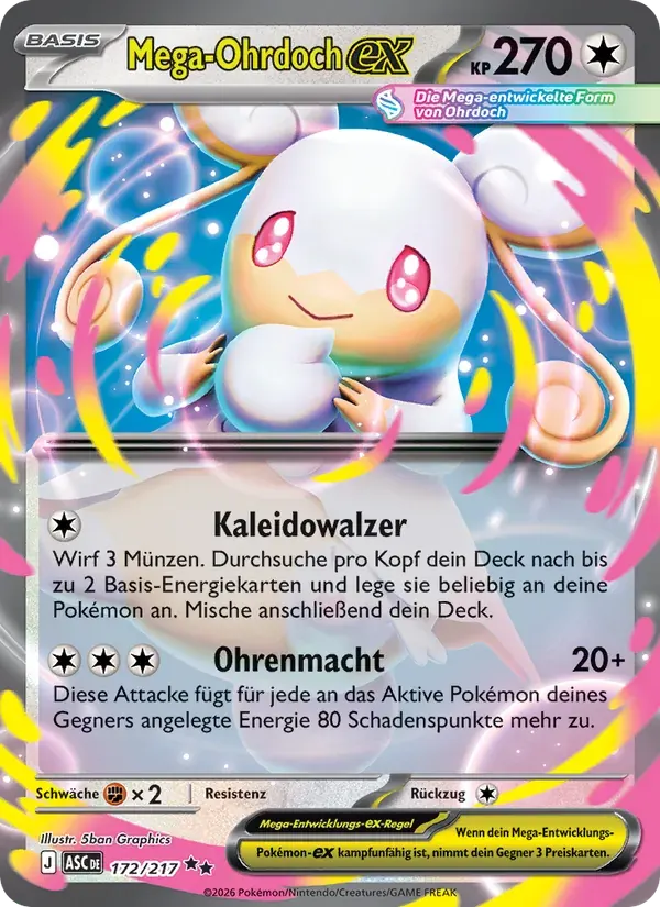 Mega-Ohrdoch-ex — Erhabene Helden 172 German Pokémon card