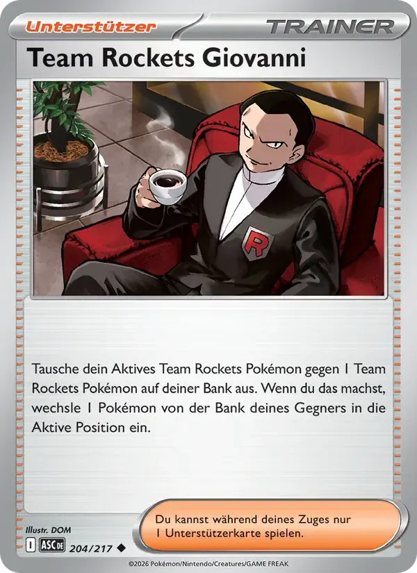 Team Rockets Giovanni — Erhabene Helden 204 German Pokémon card