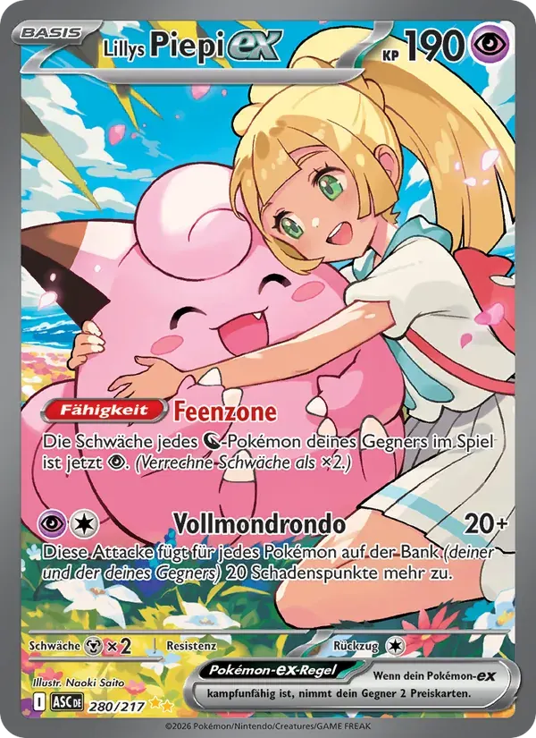 Lillys Piepi-ex — Erhabene Helden 280 German Pokémon card