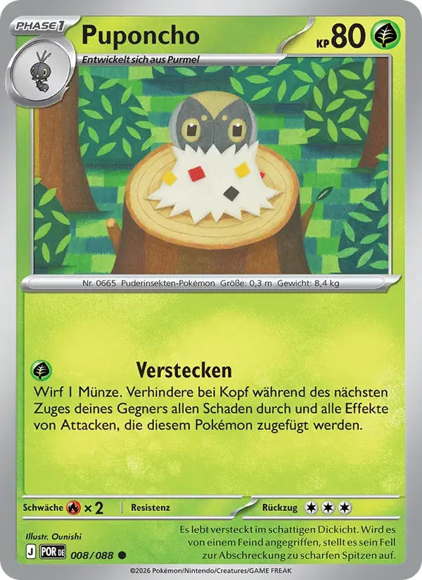 Puponcho — Optimale Ordnung 8 German Pokémon card