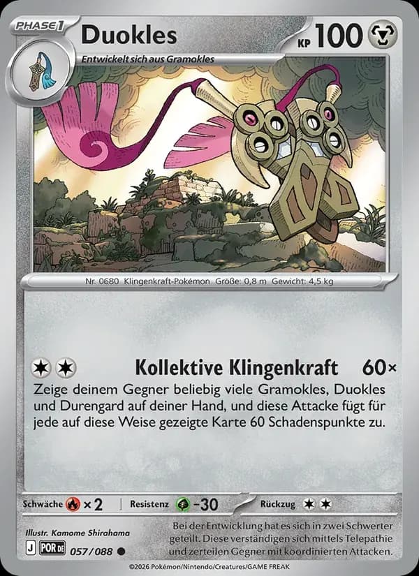 Duokles — Optimale Ordnung 57 German Pokémon card