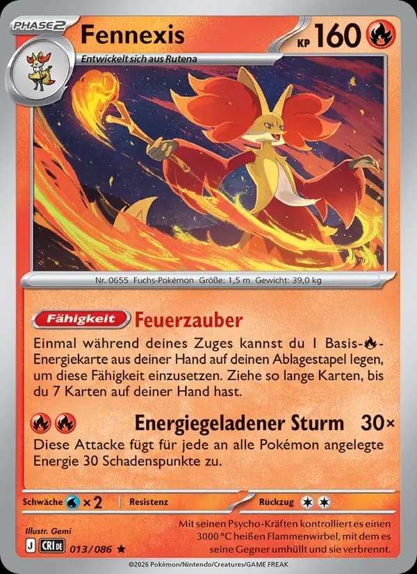 Fennexis — Wachsendes Chaos 13 German Pokémon card